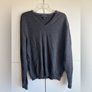 Brooks Brothers Men's Gray Merino Wool Blend V-Neck Sweater Size XL